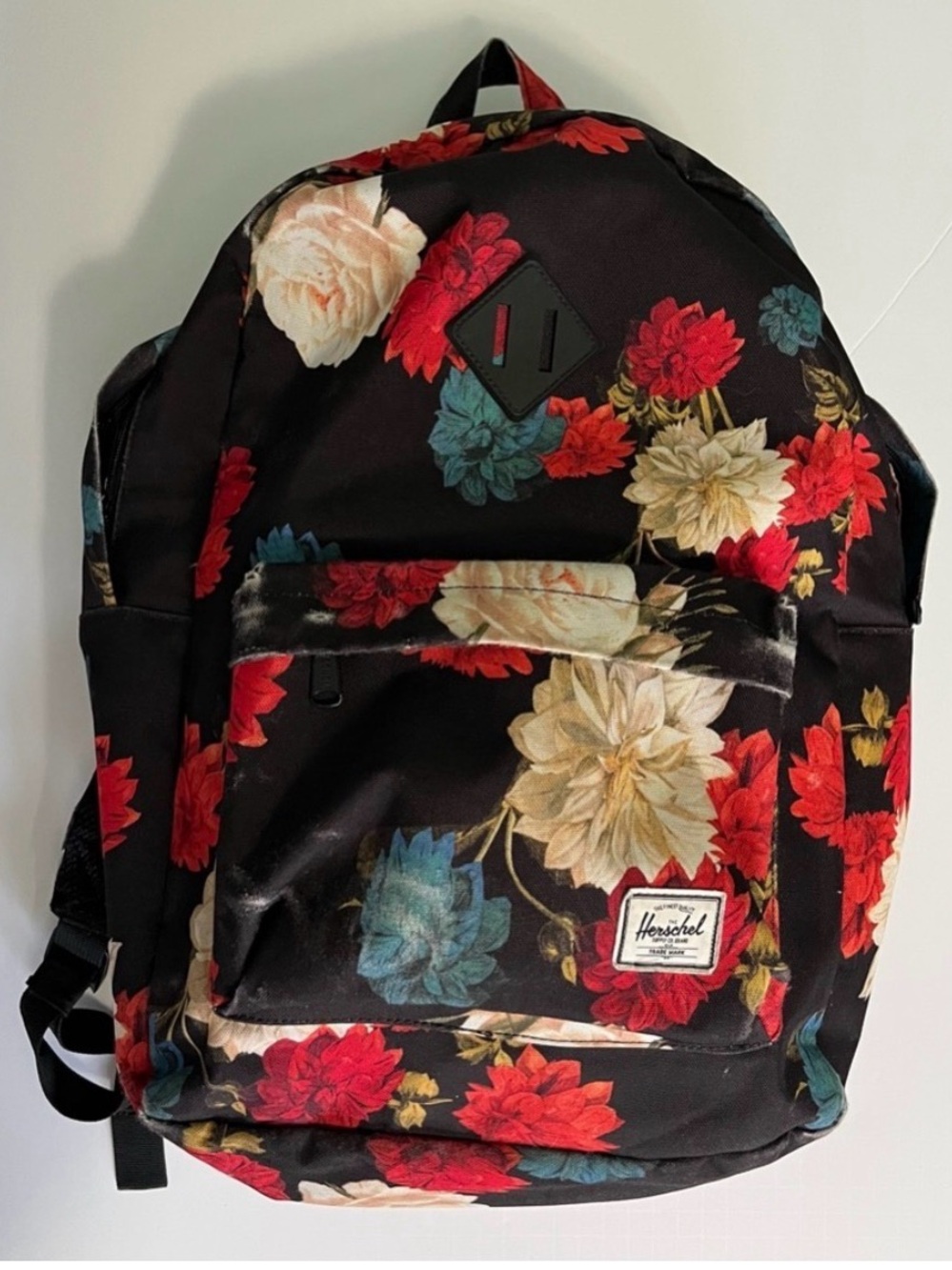 Herschel Supply Co Floral Backpack Black Red Flowers